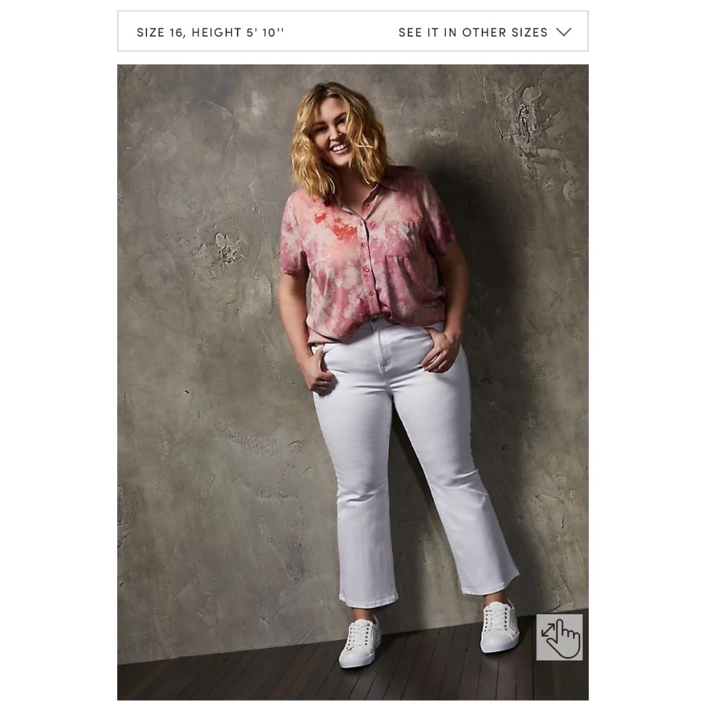 NEW Torrid 24 Crop Mid Rise Flare Jean - Super Soft White - Picture 7 of 12